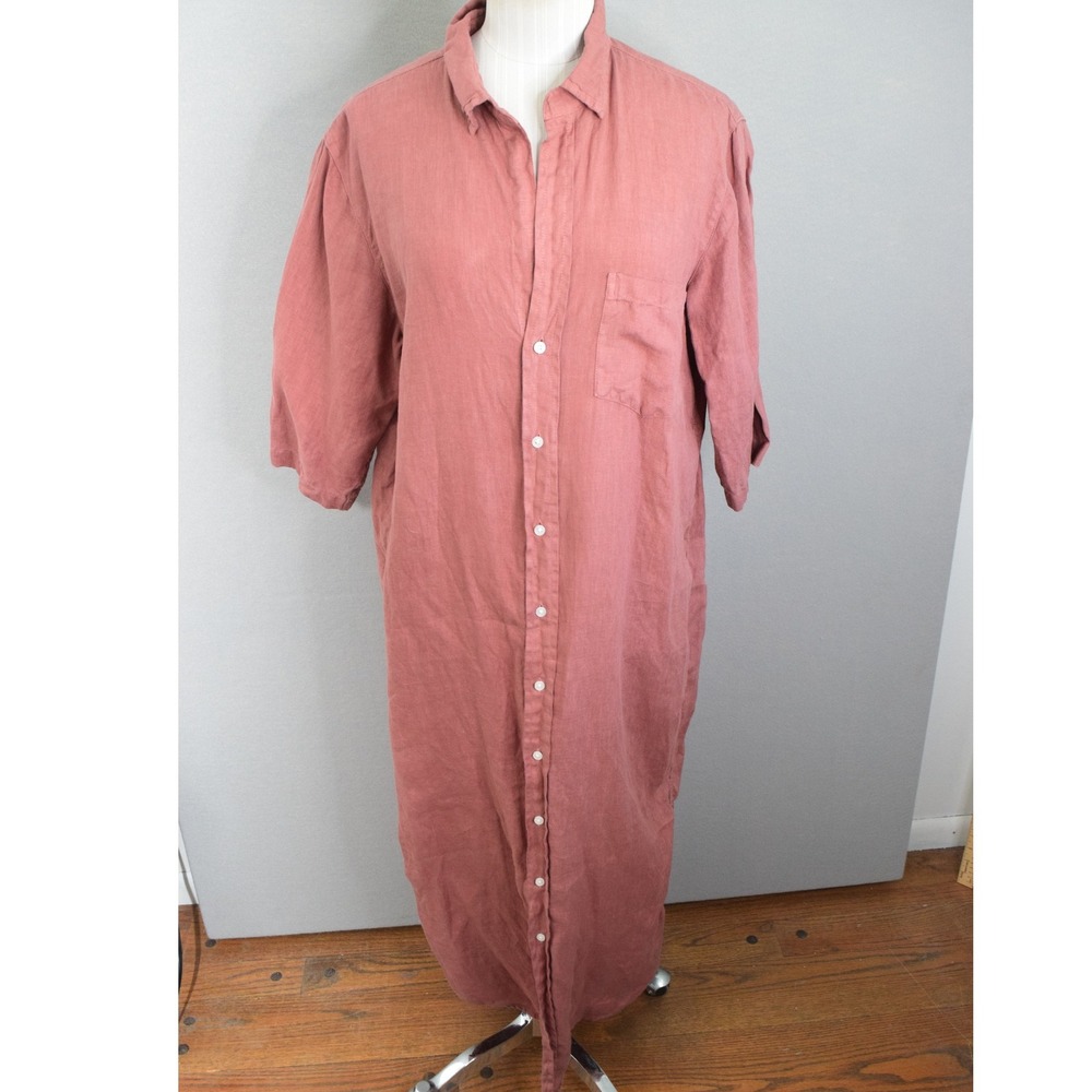 Frank & Eileen Rory Linen Shirt Dress Medium M Button Down Midi Casual Maxi